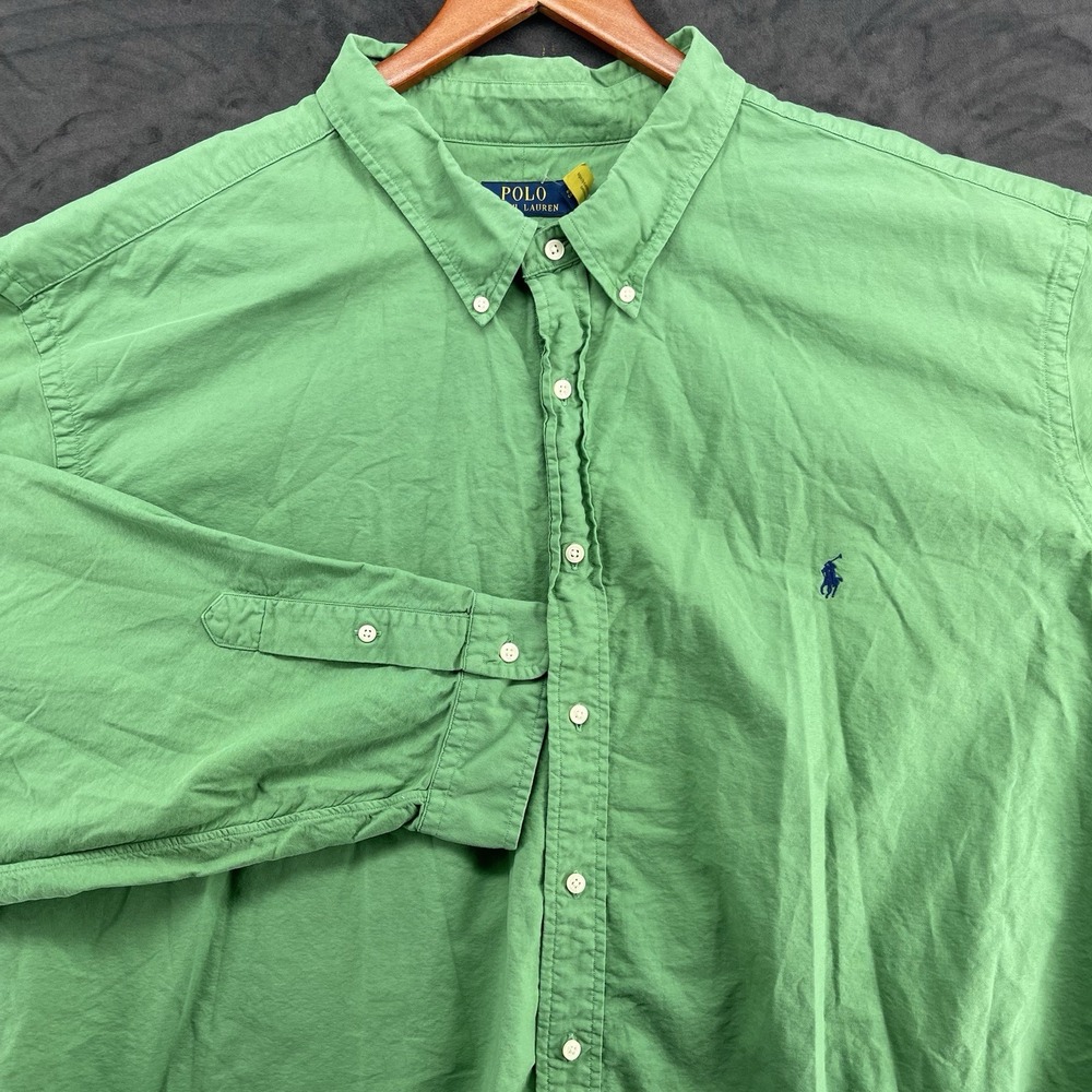 Polo Ralph Lauren Green Button Down Shirt 5XB Big & Tall Long Sleeve